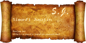 Simonfi Jusztin névjegykártya